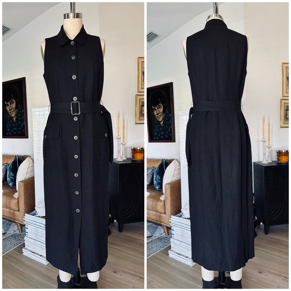 Vintage Ann Taylor Linen Blend Button Down Maxi